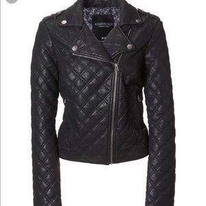 Faux leather quilted moto jacket